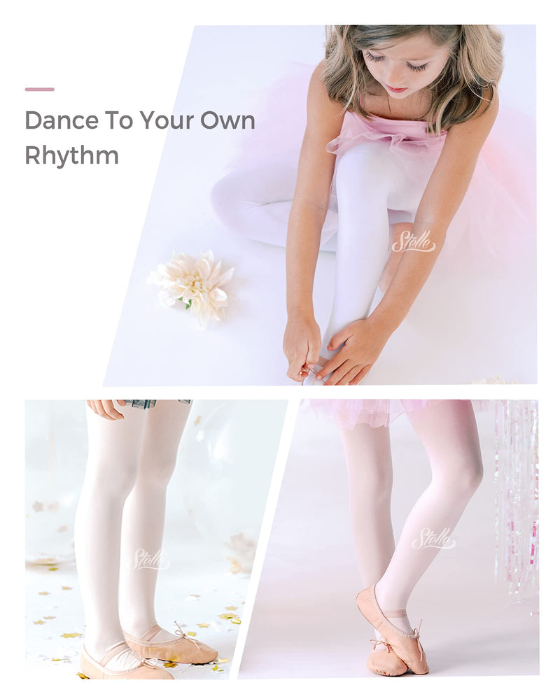 STELLE Girls' Ultra Soft Pro Dance Tight/Ballet Footed Tight (Toddler/Little Kid/Big Kid) 4-6 Years 2-pair Ballet Pink
