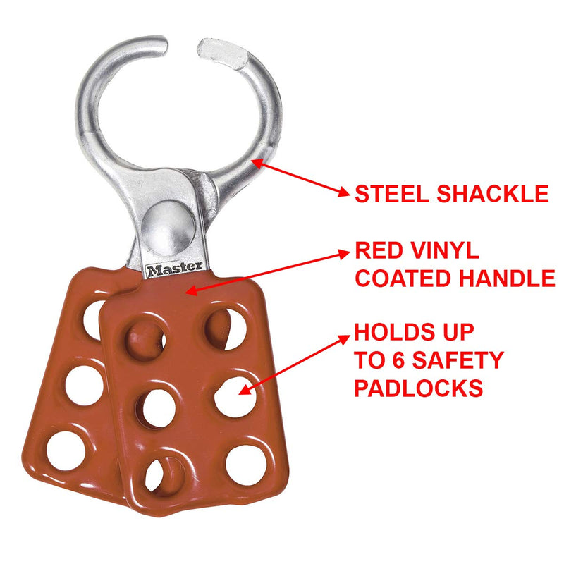 Master Lock 416 Lockout Tagout Safety Hasp 1" Inside Jaw Diameter