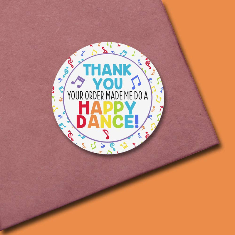 Happy Dance Music Themed Thank You Customer Appreciation Sticker Labels for Small Businesses, 60 1.5" Circle Stickers by AmandaCreation, Great for Mailing Envelopes, Postcards, Direct Mail, More!