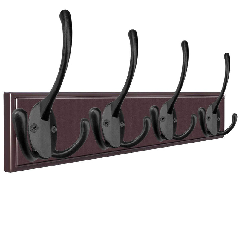 6 Pack Big Heavy Duty Three Prongs Coat Hooks Wall Mounted with 24 Screws (Two Types of Screws Included) Retro Double Utility Rustic Hooks for Thick Coat, Big Heavy Bags (6 Pack) Black