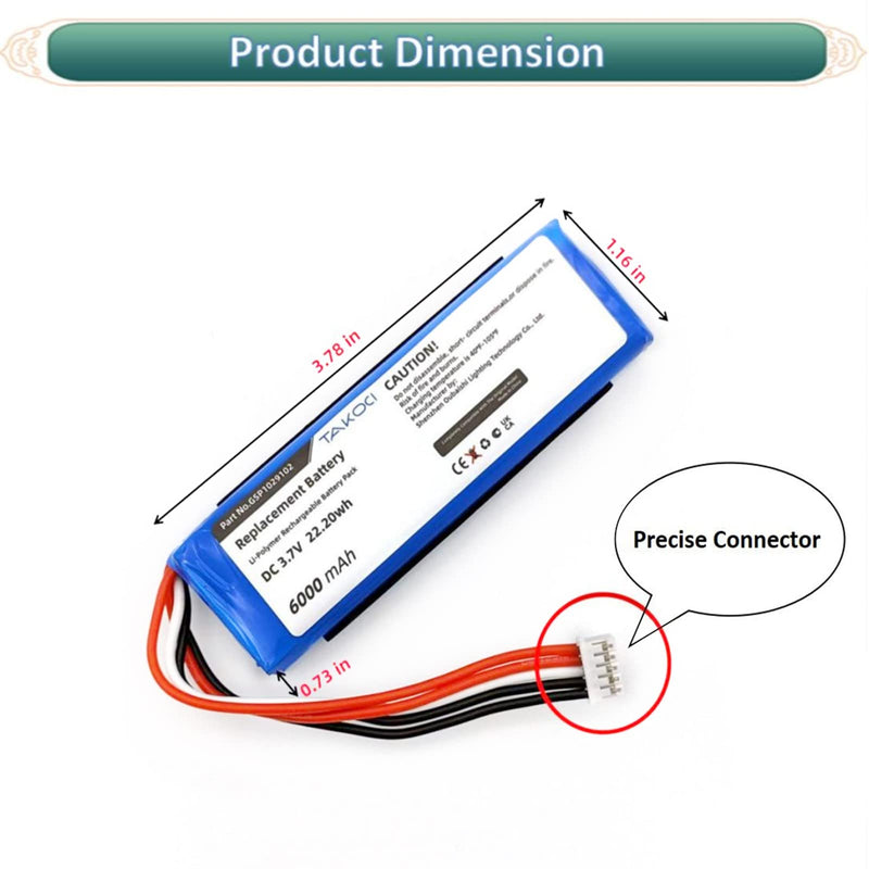 Youejoeq GSP1029102/MLP912995-2P Battery Replacement Battery Compatible wit JBL Charge 2 with Install Screwdriver（6000mAh）