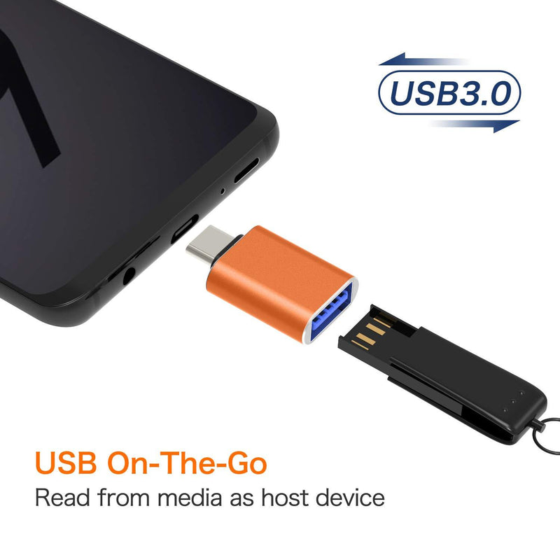 USB C to USB Adapter [2-Pack], Thunderbolt 3 to USB 3.0 OTG Adapter Compatible MacBook Pro,Chromebook,Pixelbook,Microsoft Surface Go,Galaxy S8 S9 S10 Plus,Note 8 9,Pixel 2 3(Orange) Orange