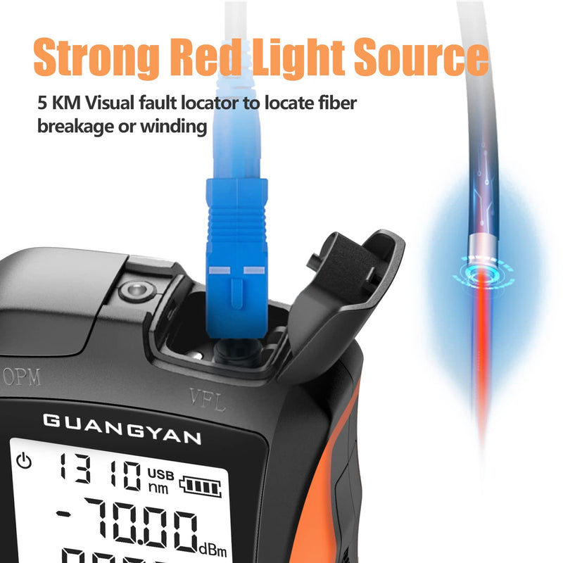 YGGYM Optical Power Meter with Visual Fault Locator, Optical Fiber Power Meter with Cable Tester Function and Li-ion Battery USB Charge for FC/SC/ST Universal Interface