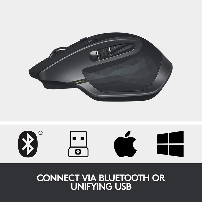 Logitech MX Master 2S Wireless Mouse â€“ Use on Any Surface, Hyper-Fast Scrolling, Ergonomic Shape, Rechargeable, Control Upto 3 Apple Mac and Windows Computers, Graphite (Discontinued by Manufacturer)