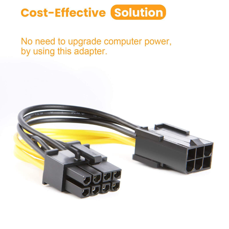 6 Pin to 8 Pin Pcie Adapter Cable, CableCreation 2-Pack 6-pin to 8-pin PCIe Express Power Adapter Cable, 4 Inches / 10CM
