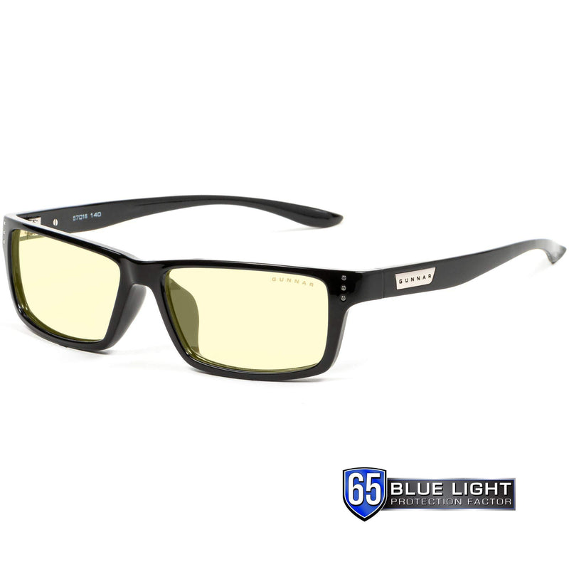 GUNNAR - Gaming and Computer Glasses - Blocks 65% Blue Light - Riot, Onyx, Amber Tint Onyx Frame/Amber Lens