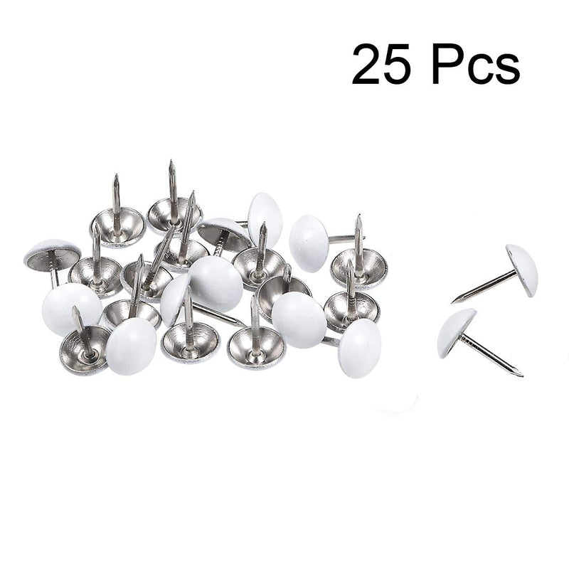 uxcell Upholstery Nails Tacks 11mm White Round Head 17mm Length Thumb Push Pins for Furniture Sofa Headboards, 25 Pcs