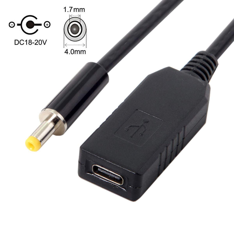 Cablecc USB 3.1 Type C USB-C to DC 20V 4.0x1.7mm Power Plug PD Emulator Trigger Charge Cable for Laptop DC 4.0-1.7MM
