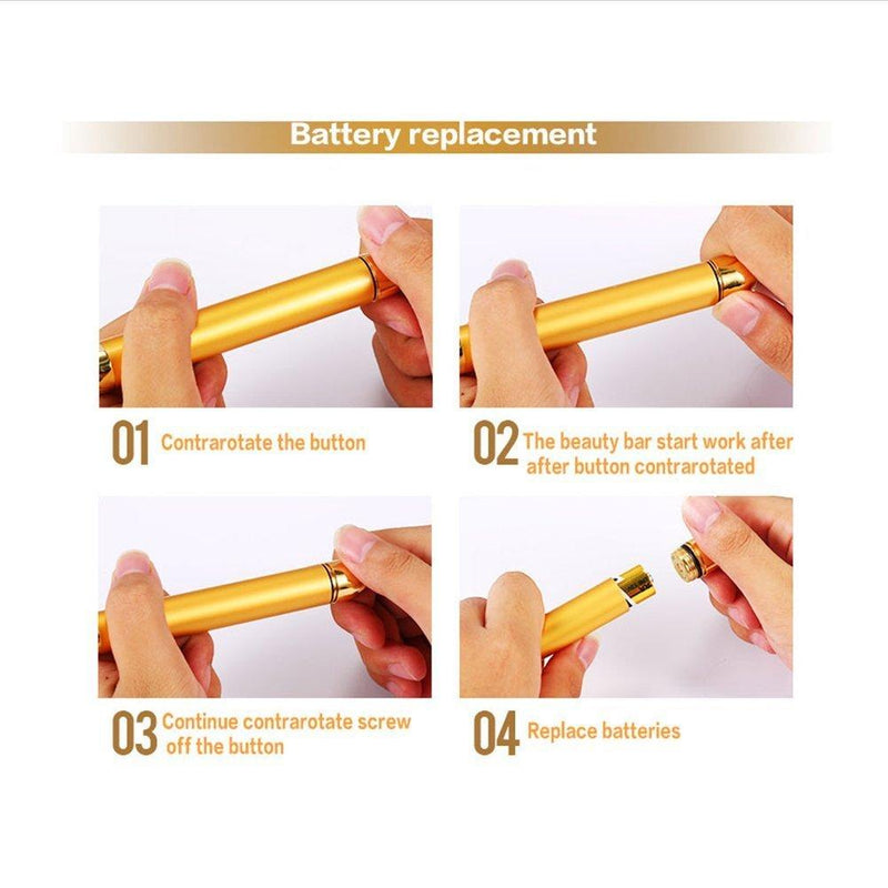 Beauty Bar 24k Golden Pulse Energy Facial Massager, T Shape Electric Face Massager for Pull Tight Firming Lift Daily Skin Care