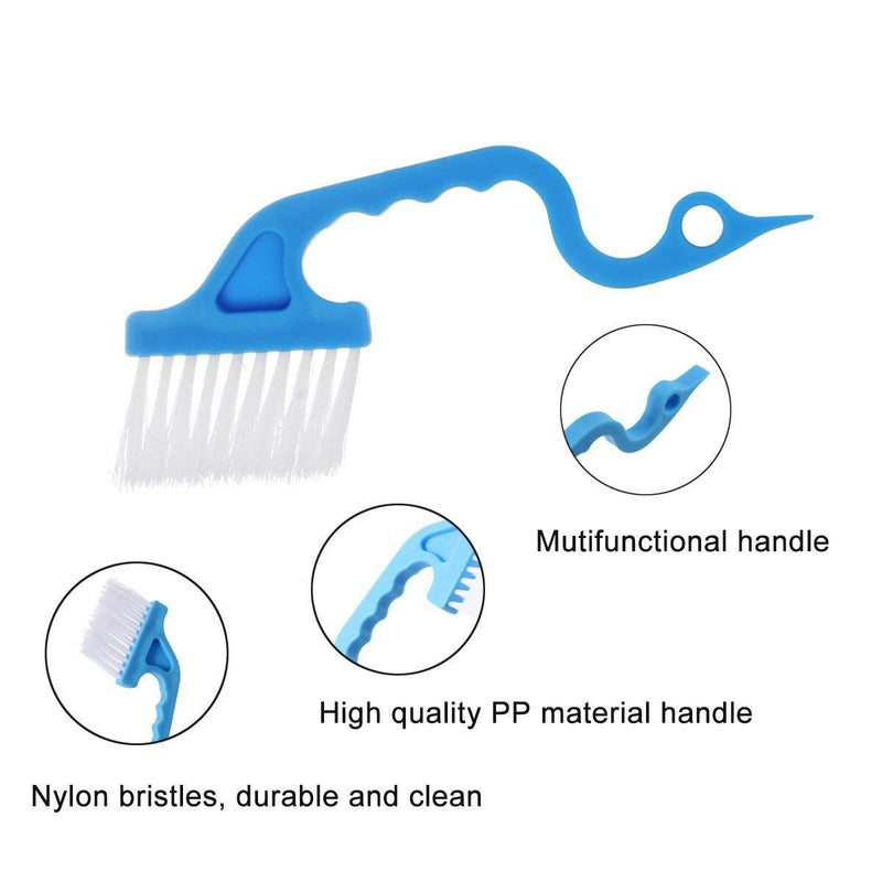 Rienar 2pcs Window Track Cleaning Brushes, Hand-held Groove Gap Cleaning Tools Door Track Kitchen Cleaning Brushes Set(Blue)