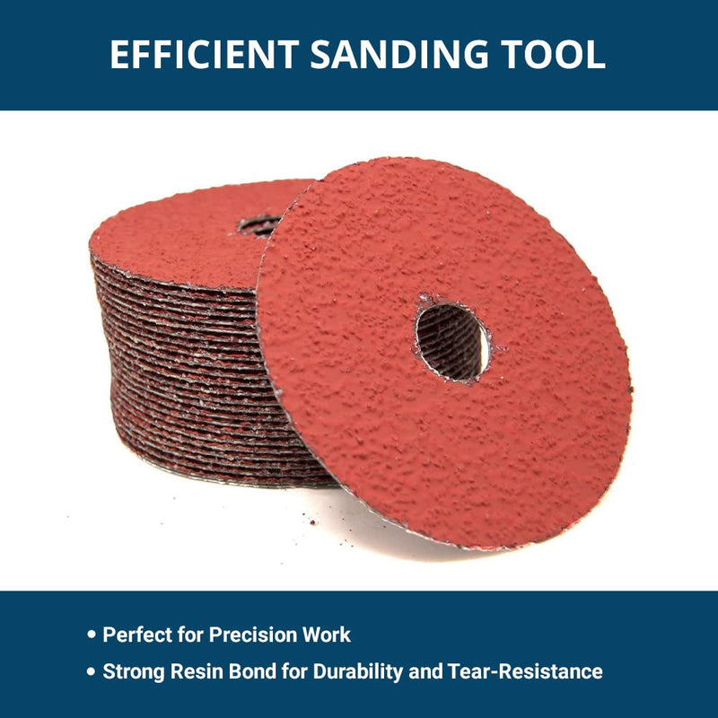 Benchmark Abrasives 4-1/2" Premium Ceramic Resin Fiber Discs with Double Resin Bond Technology 7/8" Arbor 24 Grit - 25 Pack