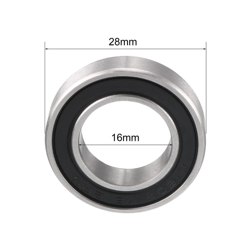 uxcell 16287-2RS Deep Groove Ball Bearings Z2 16mm x 28mm x 7mm, Non-Standard 6902-2RS, Double Sealed Chrome Steel 2pcs