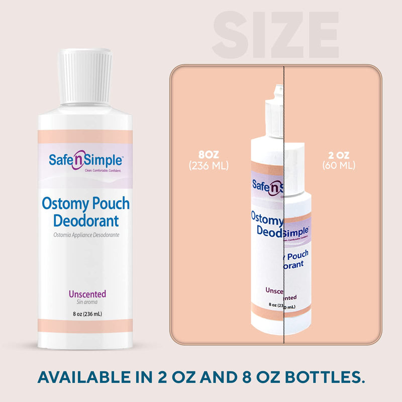 Safe n' Simple Ostomy Pouch Deodorant, Safe Deodorant for Ostomy Odor Removal, Blue Formulation Ostomy Deodorant, 8 Fluid Ounce 8 Ounce