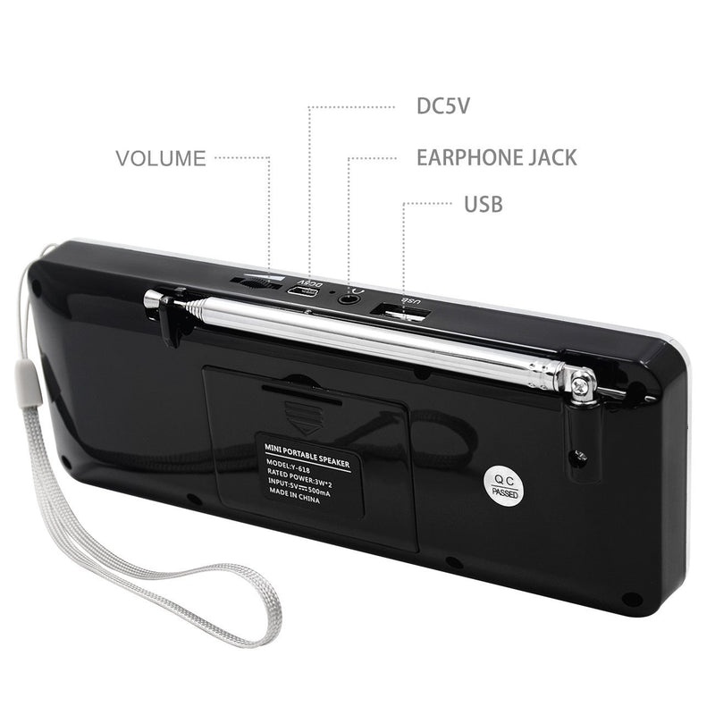 LEFON Multifunction Digital FM Radio Media Speaker MP3 Music Player Support TF Card USB Drive with LED Screen Display and Setting Timing Shutdown Function (Black) Black