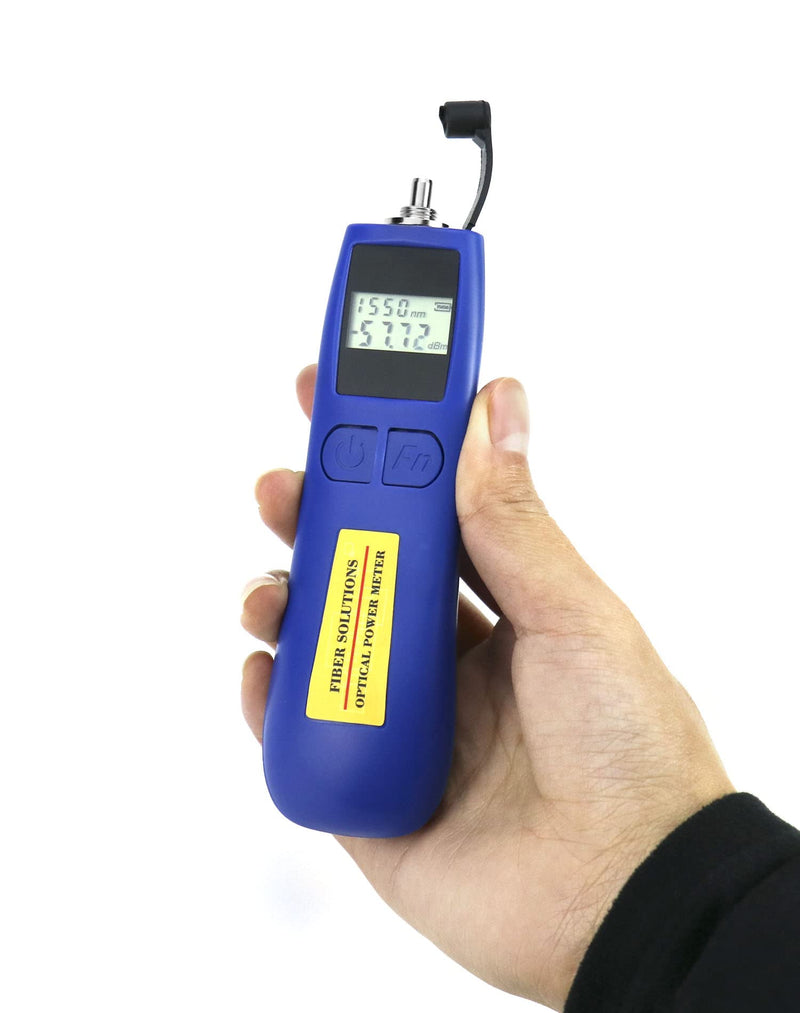QWORK Optical Power Meter, -70~+10 dBm Fiber Light Tester with 6 Calibration Wavelengths, Fiber Optical Cable Tester Checker Test Tool, with Universal 2.5mm Interface, Blue