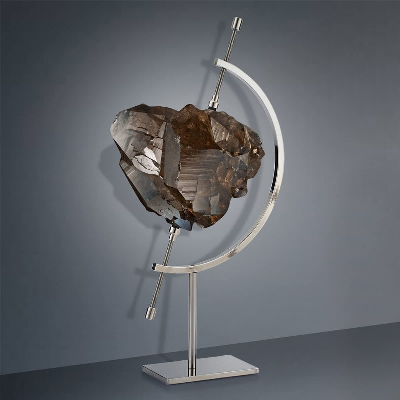 JuxYes Golden Toned Sphere Holder Caliper Stand, Hold 1-1/2 to 5, Caliper Style Display Stand for Mineral, Ornament, Gem, Shell, Coin, etc M