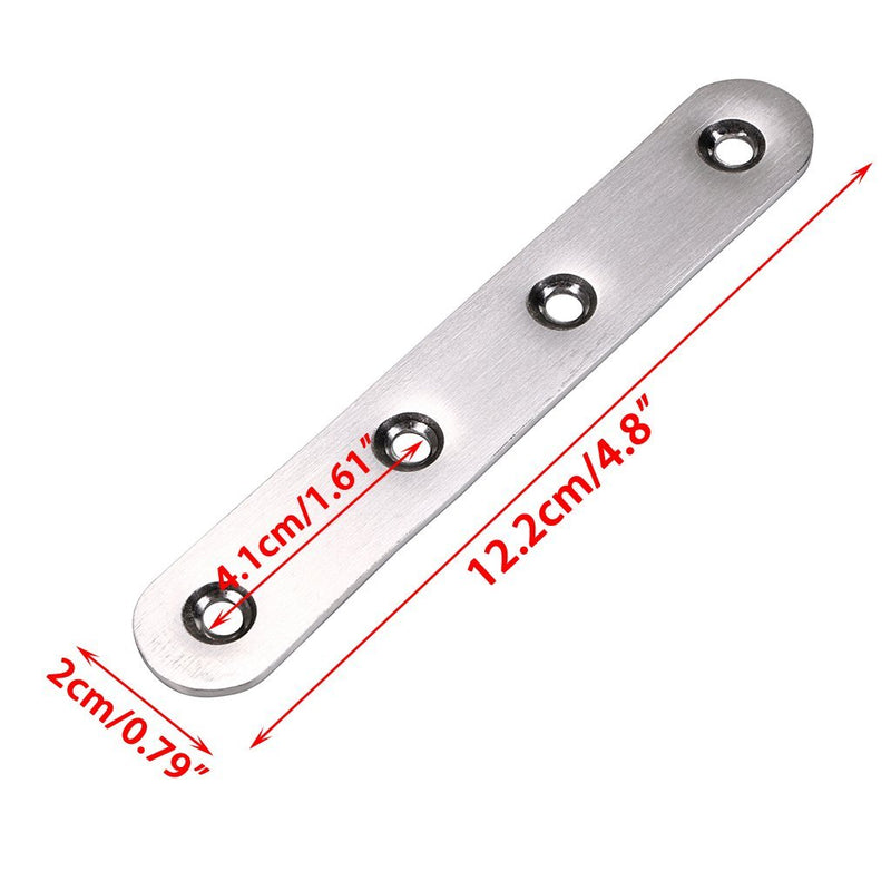 Sumnacon 8 Pcs Stainless Steel Flat Plates - 5 Inch Heavy Duty Mending Plate Straight Corner Brace Brackets Connector Furniture Repair Fixing Joint with Screws, Silver