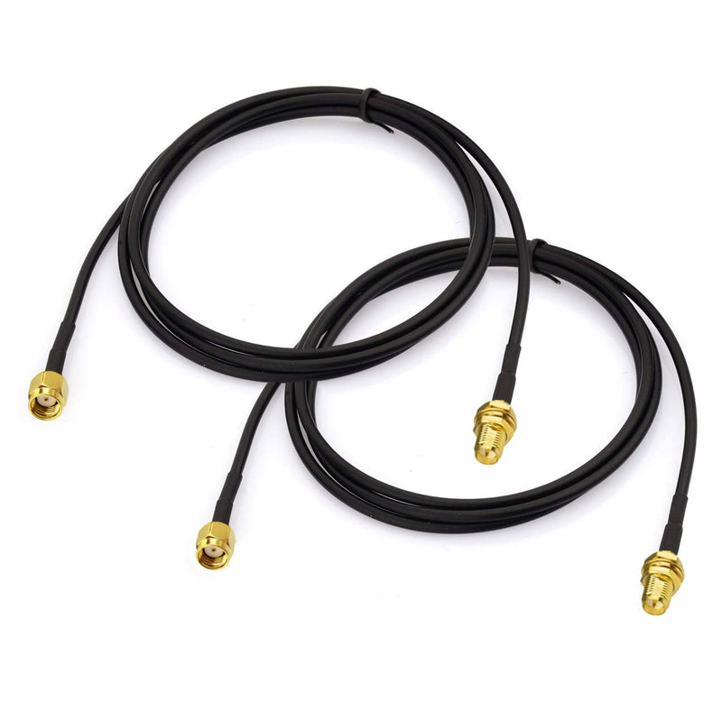 Bingfu RP-SMA Male to RP-SMA Female Bulkhead Mount RG174 WiFi Antenna Extension Coaxial Cable 1m / 3 feet (2-Pack) for WiFi Router Security Camera Wireless Mini PCI Express PCIE Network Card Adapter 2-Pack