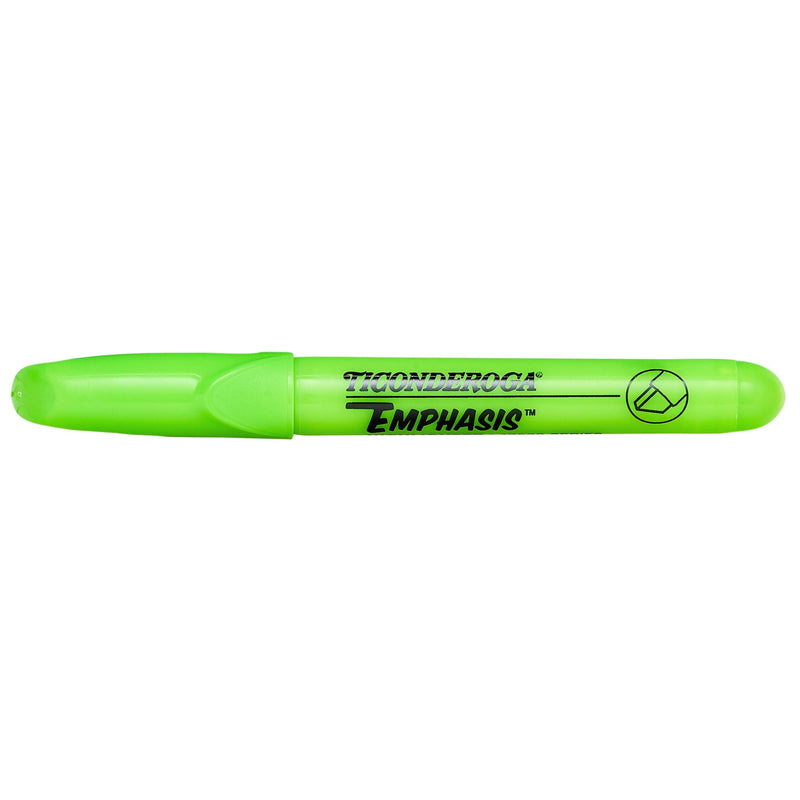 TICONDEROGA Emphasis Fluorescent Highlighters, Desk Style, Chisel Tip, Green, 12-Pack (47068)