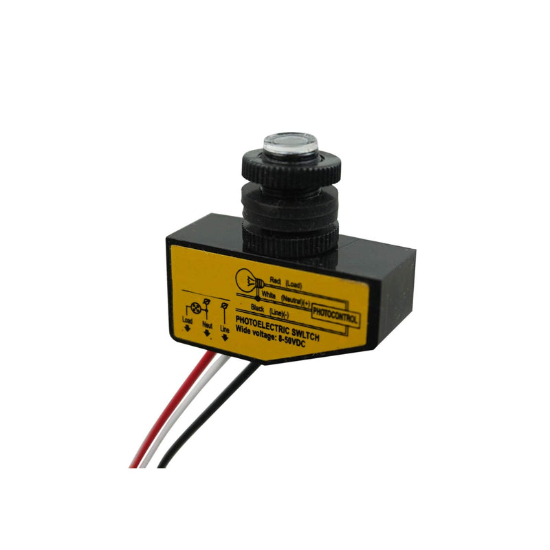 Proshopping DC 12V 24V 36V 48V Outdoor Sensor Photoelectric Switch, 3.5A Dusk to Dawn Photocell Switch, Mini Auto Photoswitch, Hard-Wired Post Eye Light Control Switch - for Outdoor Light(DC8-50V) DC8-50V 3.5A