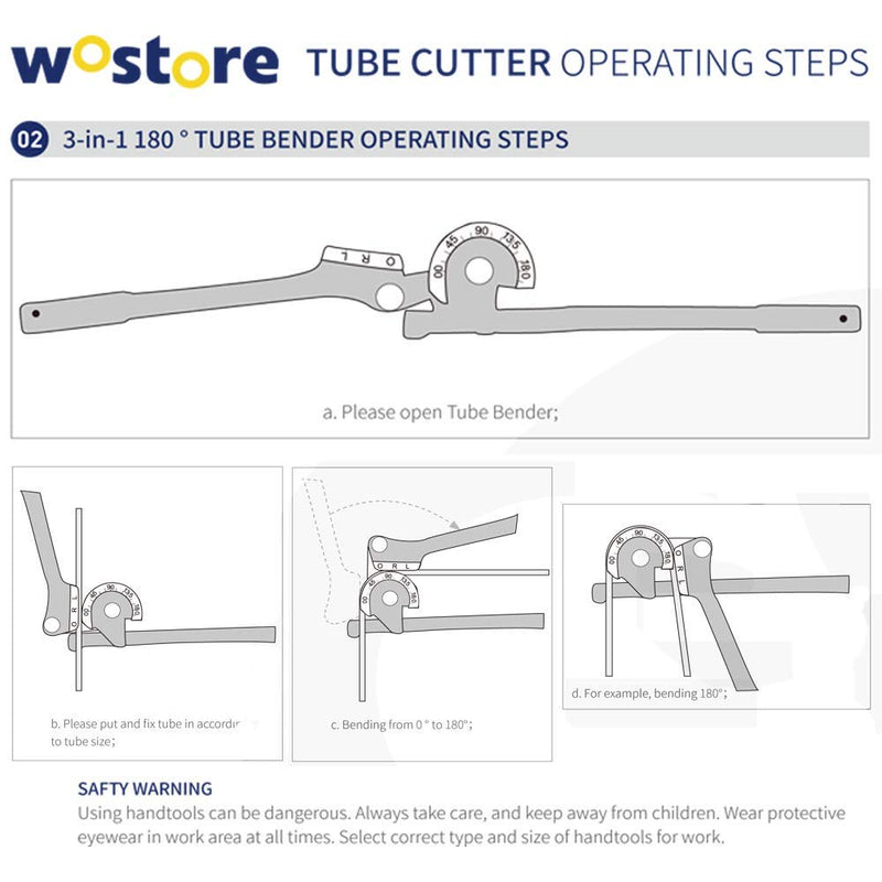 Wostore 180 Degree Tubing Bender for 1/4 5/16 and 3/8 Inch Copper Aluminum Thin Stainless Steel Red