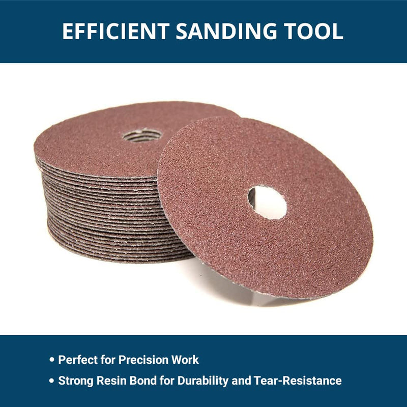 Benchmark Abrasives 5" Aluminum Oxide Resin Fiber Grinding and Sanding Discs for Metals, Wood and Fiberglass 7/8" Arbor 50 Grit - 25 Pack