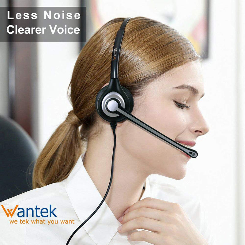 Wantek Phone Headset with Microphone Noise Cancelling, RJ9 Telephone Headsets Compatible with Cisco Office Phones 7940 7942 7945 7960 7962 7965 7811 7821 8811 8841 8845 8851 Plantronics M12 M22 Black