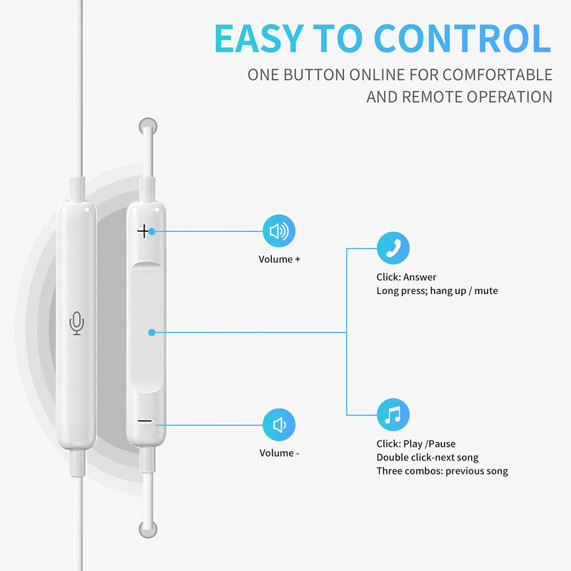Wired Earbuds 4 Pack, Earbuds Earphones with Microphone, Earbuds Wired Stereo in-Ear Headphones Bass Earbuds, Compatible with iPhone and Android Smartphones, iPad MP3, Fits All 3.5mm Interface Devices White