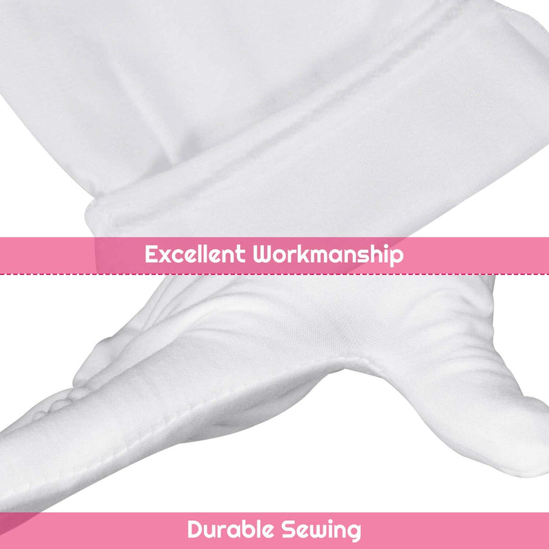White Cotton Gloves, Anezus 6 Pairs Cotton Gloves Large Cloth Gloves for Women Dry Hands Eczema Moisturizing Serving Archival Cleaning Coin Jewelry Silver Costume Inspection