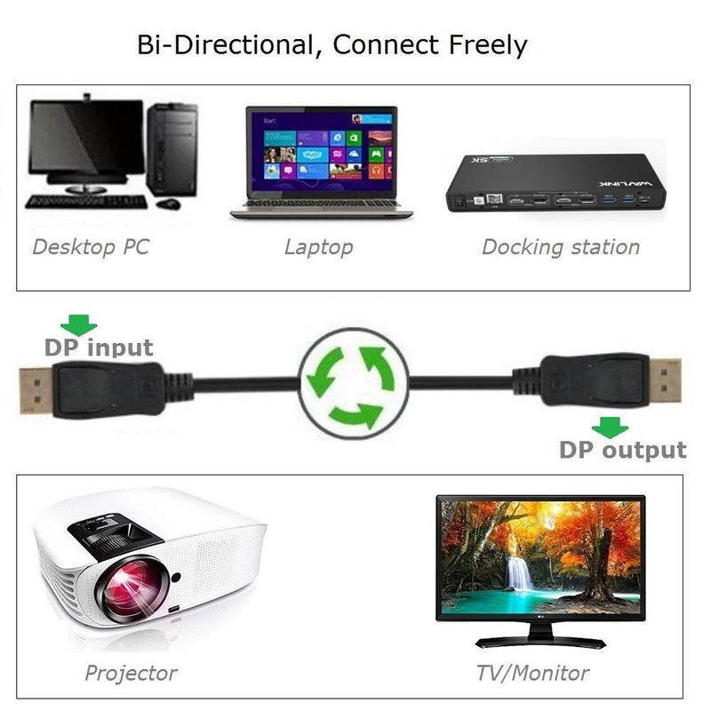 Display Port Cable 10Ft, UVOOI DisplayPort to DisplayPort Cable DP to DP 10' Cable 4K [1440p@144Hz, 4K@60Hz] - Black,Gold Plated