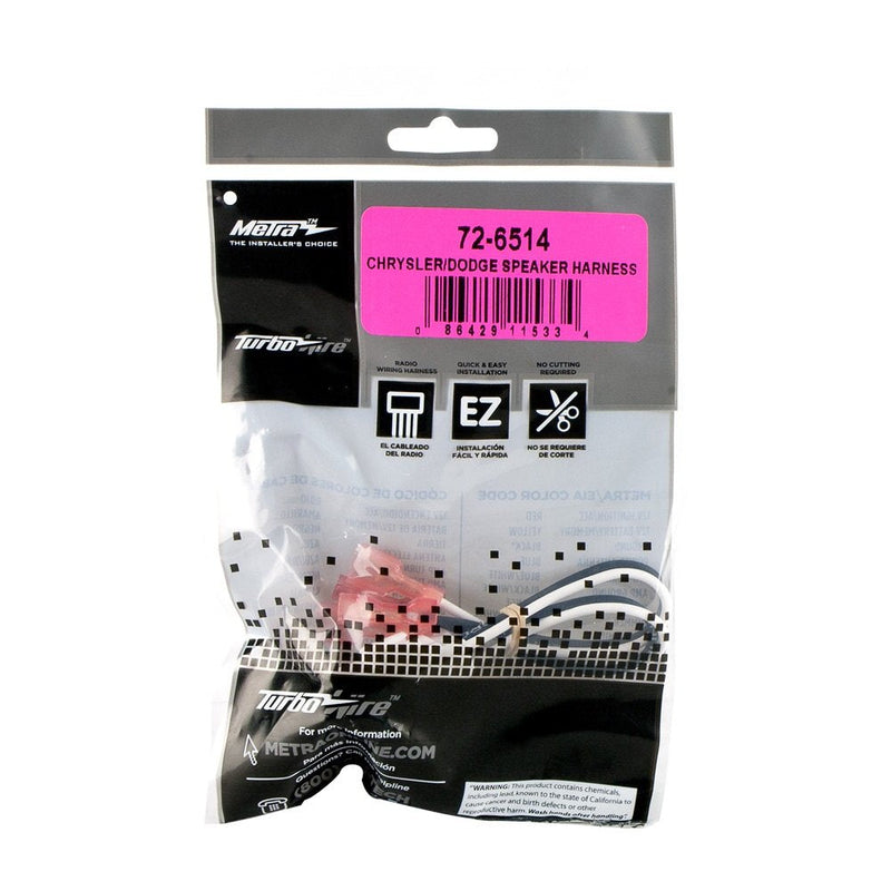 Metra 72-6514 Speaker Harness for Select Chrysler/Dodge Vehicles Standard Packaging