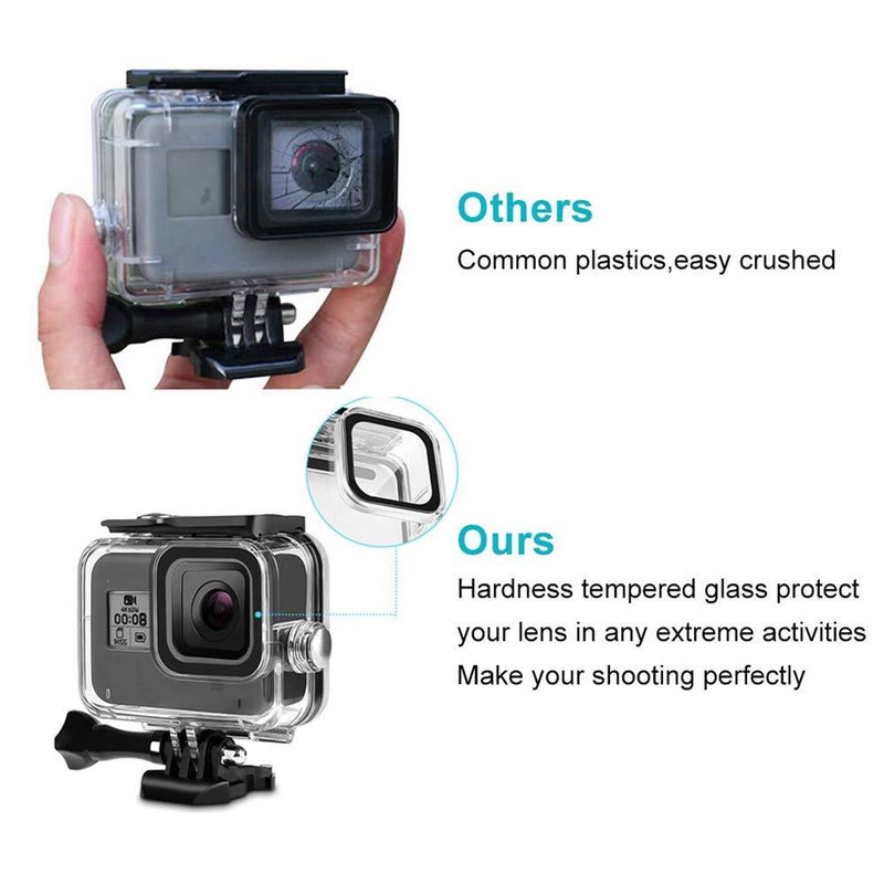 60M/ 196FT Waterproof Case for Gopro Hero 8 Housing, HONGDAK Underwater Hero 8 Protective Housing Case Shell Bracket Gopro Hero8 Accessories, Diving Case for Go Pro Action Camera for Gopro8