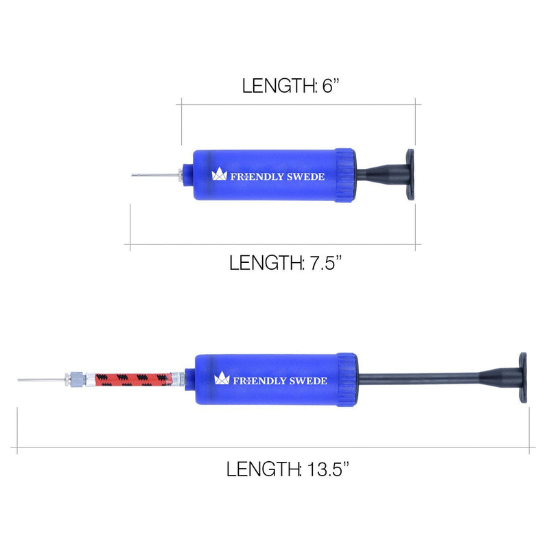The Friendly Swede Sports Ball Pump, Needles and Nozzles Included - Multipack Blue + Green + Red