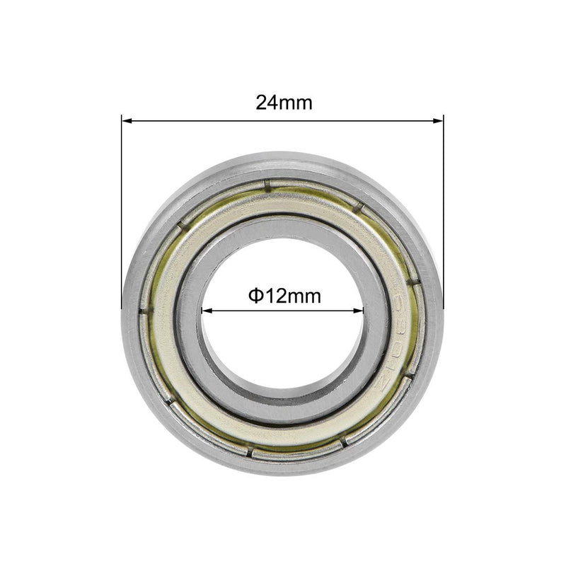 uxcell 6901ZZ Deep Groove Ball Bearings Z2 12mm X 24mm X 6mm Double Shielded Carbon Steel 4pcs 12mmx24mmx6mm