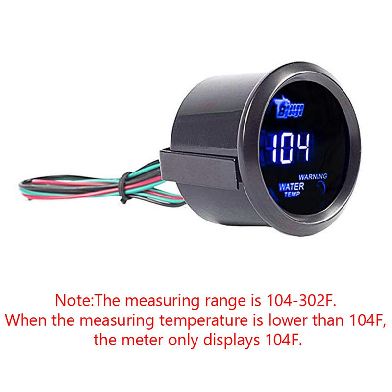 ESUPPORT Car 2" 52mm Digital Water Temp Gauge Blue LED Fahrenheit F Water Temp F Gauge