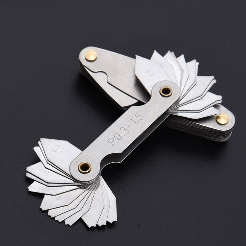 5Pcs Stainless Steel Radius Gauge, Portable Concave Convex External Internal Arc Measuring Tool Radius Fillet Gauge Set R0.3-1.5/ R1-6.5/ R7-14.5/ R15-25/ R25-50