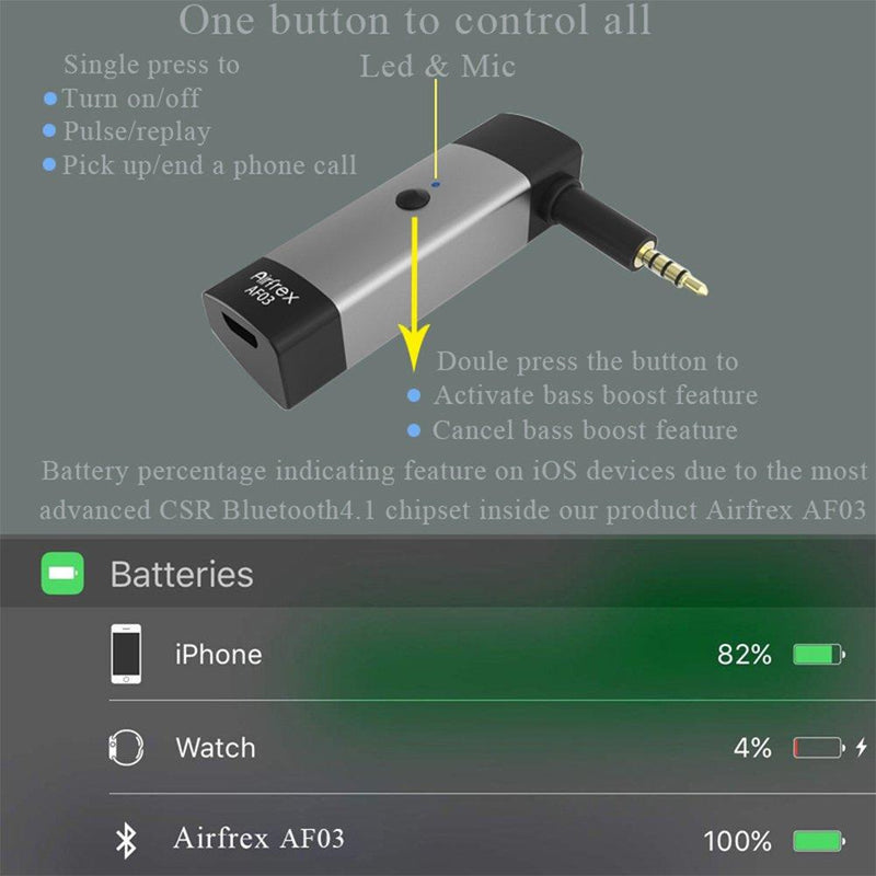Airfrex Wireless Bluetooth Adapter Compatible with Bose QC3 ( QuietComfort 3 ) Headphone