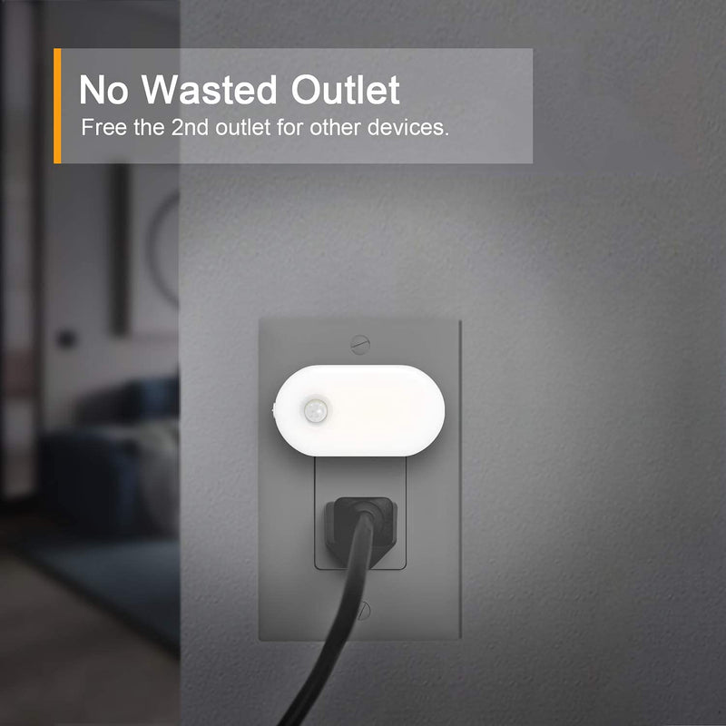 Motion Sensor Night Light Plug in, LYRIDZ LED Nightlight Super Bright 1-120LM Smart Cold White Light with Stepless Adjustable Brightness for Bedroom, Kitchen, Stairs, Hallway, 2 Pack