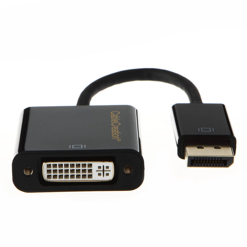 DisplayPort to DVI Adapter, CableCreation DP to DVI Adapter, DP Male to DVI Female Cable with Built in IC Chipset, Compatible with Dell, Lenovo, HP, etc,. Black Color Passive