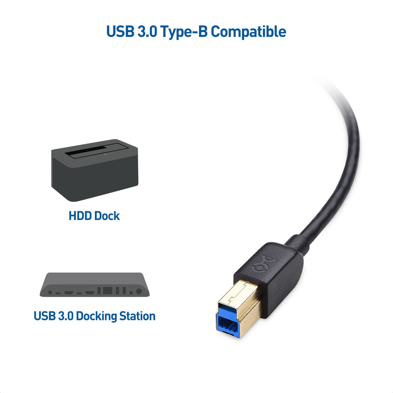 Cable Matters USB C to USB B 3.0 Cable 6.6 ft (USB C to USB Type B 3.0, 3.0 USB B to USB C) in Black