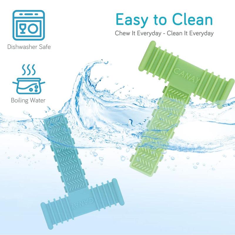 Sensory Chew Toys for Autistic Children (0-12 Years Old), Teething, Oral Motor Stimulation, ADHD, SPD - Silicone Teether Toys for Kids with 3 Unique Textures (2Pack)