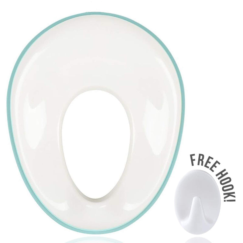 Potty Training Seat for Boys And Girls, Fits Round & Oval Toilets, Non-Slip with Splash Guard, Includes Free Storage Hook - Jool Baby Aqua