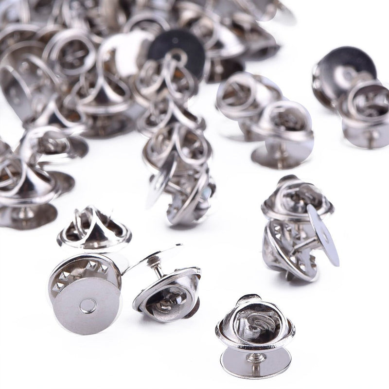 EBOOT Pack of 50 Tie Tacks Blank Pins with Clutch Back (Silver) Silver