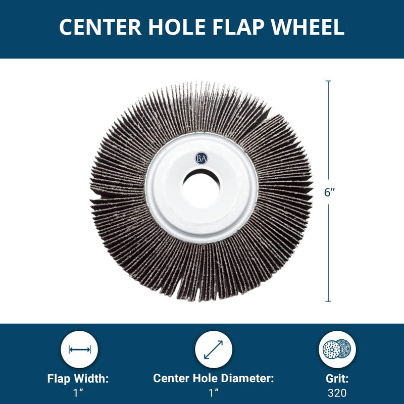 Benchmark Abrasives Center Hole Flap Wheel 6" x 1" x 1" 320 Grit