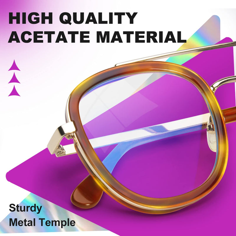 VISOONE Vintage Round Metal Rim Medium Eyewear with Anti-glare Blue Light Blocking Computer Glasses for Women Man ANTIS Amber Tortoise