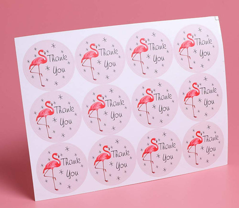 Pack of 240 ''Thank You'' Decorative Adhesive Label with Flamingo 1.5'' Personalized Stickers Packaging Seals Crafts Handmade Baked Envelope Label Decorative Sticker(Thank You 240pcs-flamingo)