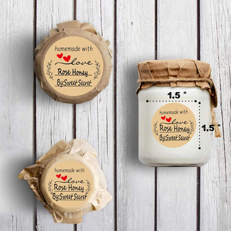 1.5" Homemade with Love Label Stickers 500PCS Canning Labels with Lines for Writing Kraft Paper Stickers for Store Owners, Handmade Crafts, Organizing, Jars, Gifts Kraft Homemade With Love