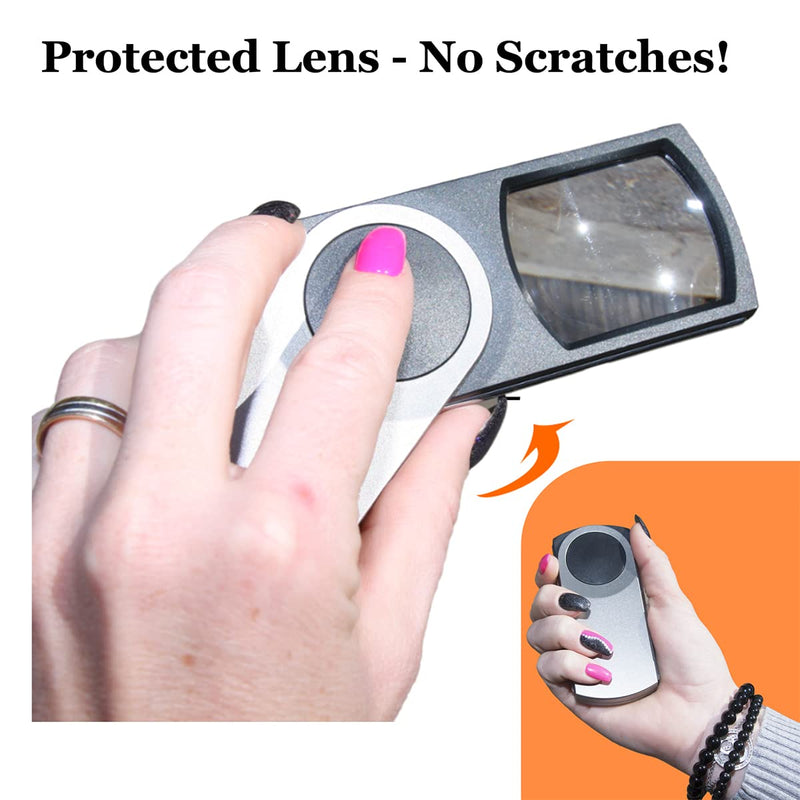 Premium Pocket Magnifying Glass with LED Light 3X; Small EasY Magnifier Hand Held Lighted Magnify Glasses for Reading Tiny Print, Menu, Pill Bottles; Mini Lens for Visually Impaired A Low Vision Aid