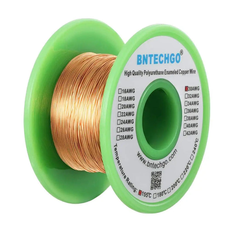 BNTECHGO 30 AWG Magnet Wire - Enameled Copper Wire - Enameled Magnet Winding Wire - 4 oz - 0.0098" Diameter 1 Spool Coil Natural Temperature Rating 155℃ Widely Used for Transformers Inductors 30 gauge enameled magnet wire 4 oz natural 4 oz