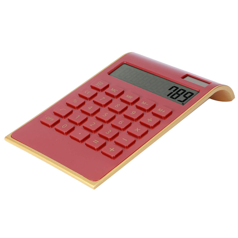 TOPINCN Portable 10 Digits Calculator Tilted LCD Display Ultra Thin Solar Power Calculator for Home Office Business(Red) Red